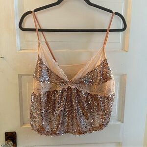 Free People Sequin Lace Cami Top